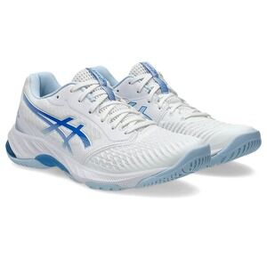 Women's Size 11.5- Asics Netburner Ballistic FF MT 3 Court Shoes White/Blue NEW